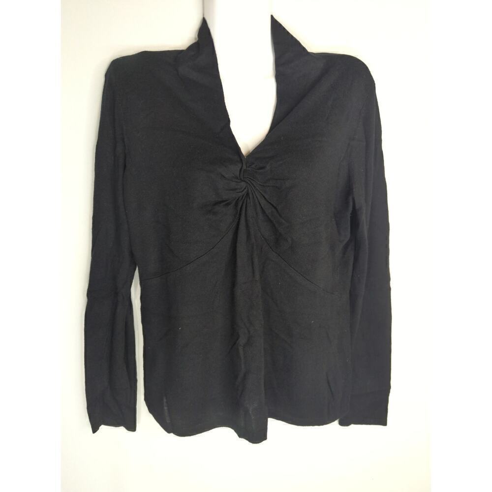 Lauren Ralph Lauren Womens Twist Tie V-Neck Pullover Sweaters' Black Medium‎